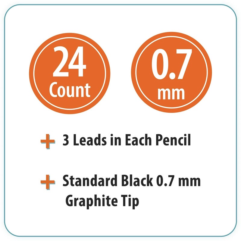 PenGear No. 2 Mechanical Pencils (Bright Multicolored, 3 Leads in Each) 24 count - Image 4